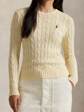 Ralph Lauren Cream Cable V-Neck Sweater